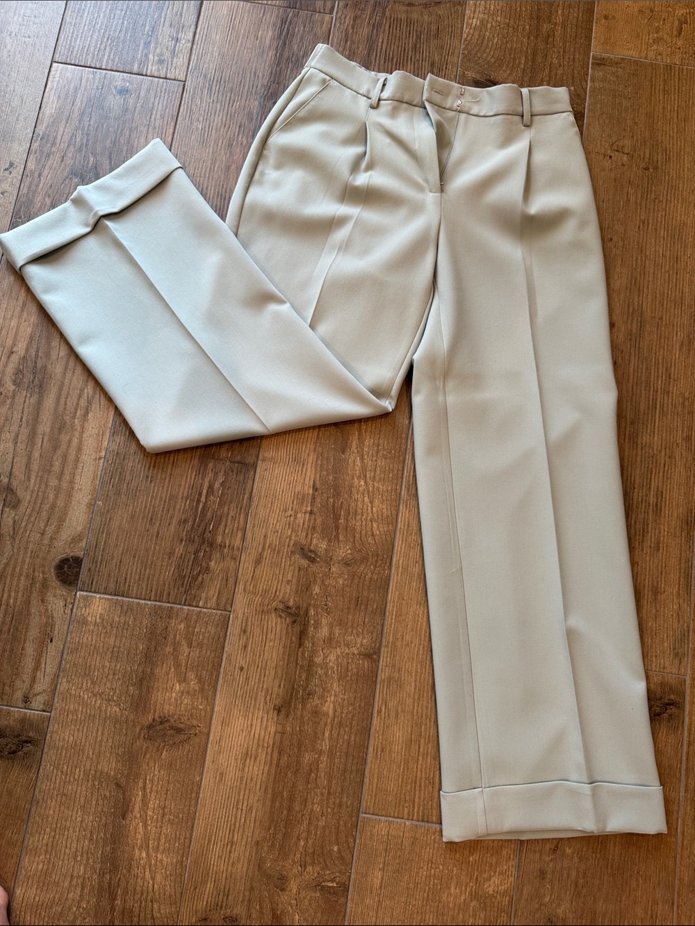 Nicole Miller Light Sage Green Tailored Trousers